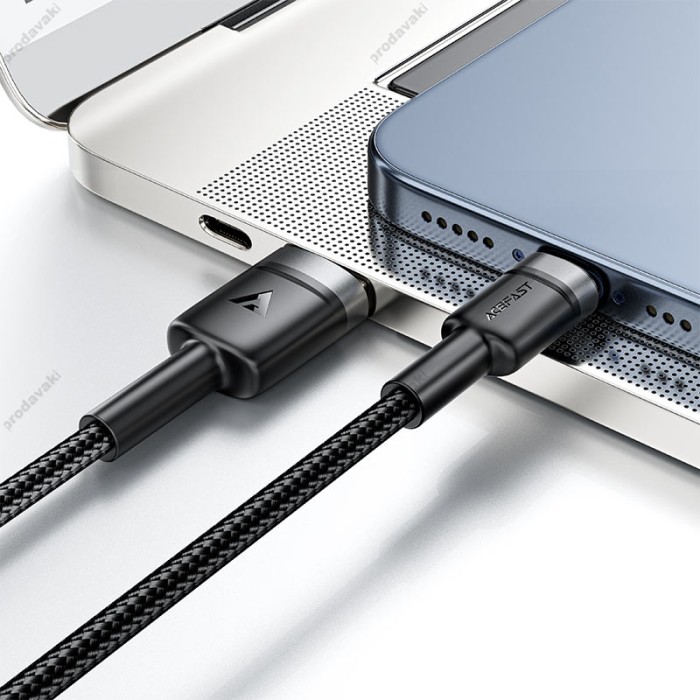 Кабель ACEFAST C22-04 aluminum alloy charging data cable USB to Type-C 3A 1.2m Black