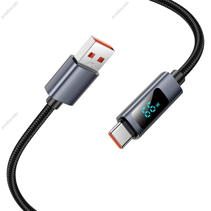 Кабель HOCO X112 Favor charging data cable with display USB to Type-C 100W 5A 1m Black