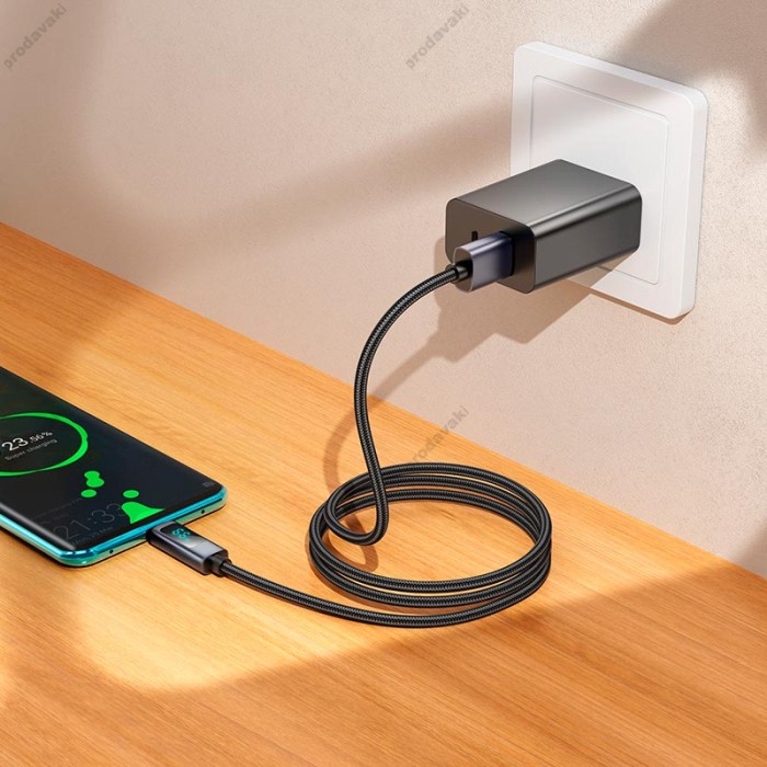Кабель HOCO X112 Favor charging data cable with display USB to Type-C 100W 5A 1m Black