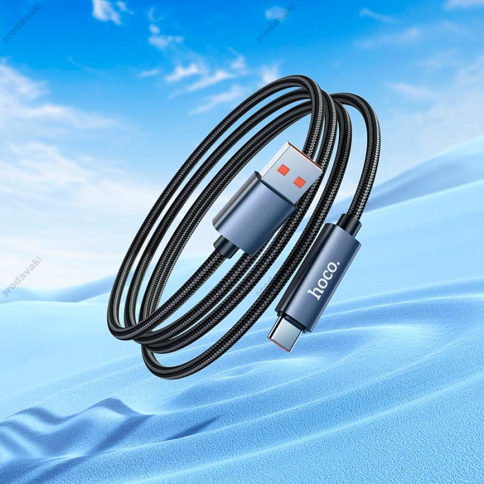 Кабель HOCO X112 Favor charging data cable with display USB to Type-C 100W 5A 1m Black
