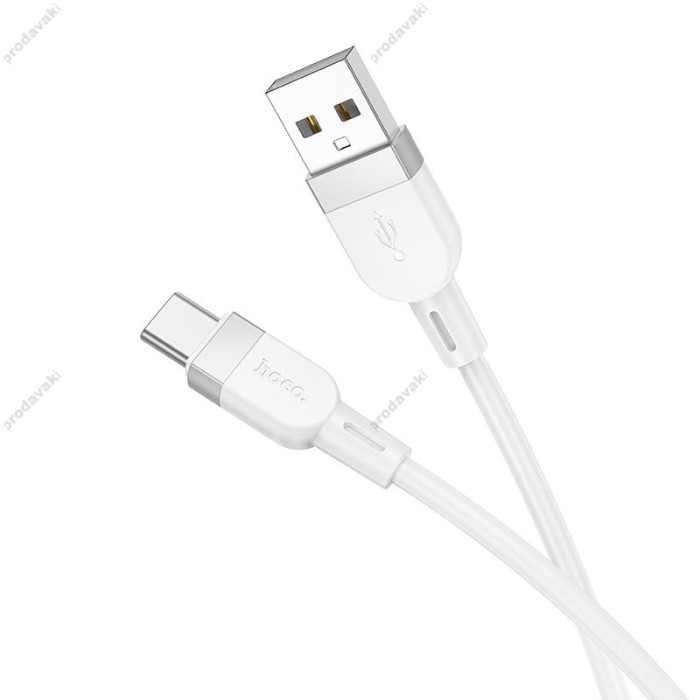 Кабель HOCO X109 Energy silicone charging data cable USB to Type-C 3A 1m White