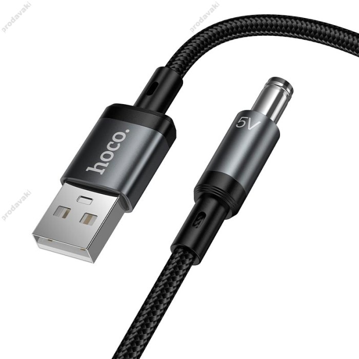 Кабель живлення для роутера HOCO X129 Advantage charging cable USB to DC 5.5мм на 2.1/2.5мм 5V Black