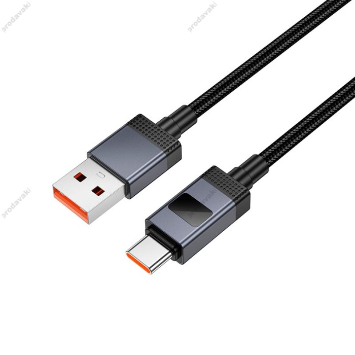 Кабель HOCO X118 Generous charging data cable with display USB to Type-C 5A 1m Black
