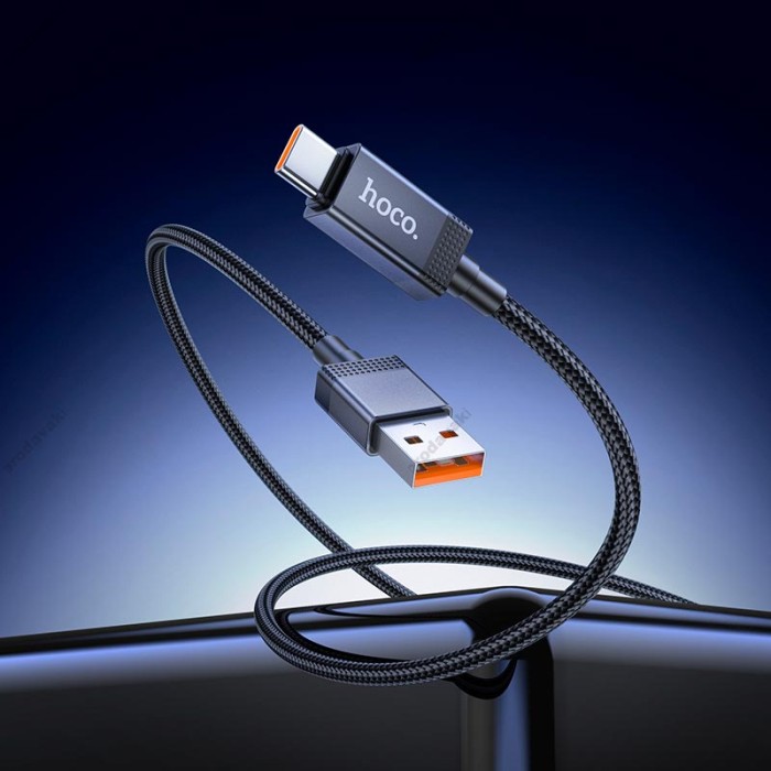 Кабель HOCO X118 Generous charging data cable with display USB to Type-C 5A 1m Black