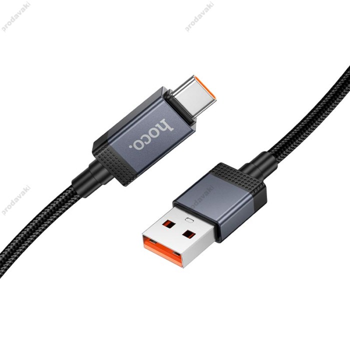 Кабель HOCO X118 Generous charging data cable with display USB to Type-C 5A 1m Black