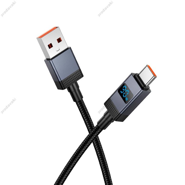 Кабель HOCO X118 Generous charging data cable with display USB to Type-C 5A 1m Black