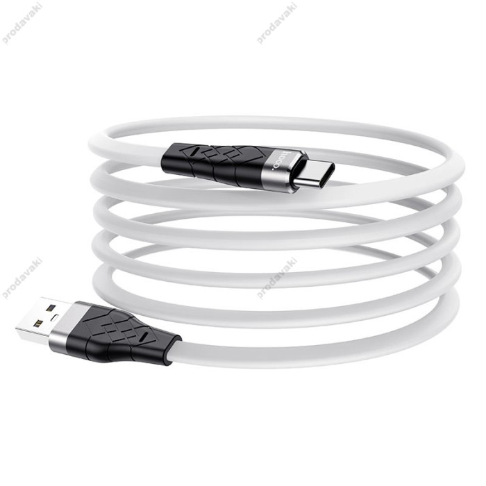 Кабель HOCO X53 Angel silicone charging data cable USB to Type-C 3A 1m White
