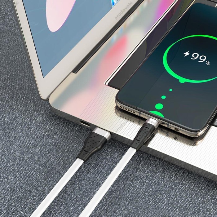 Кабель HOCO X53 Angel silicone charging data cable USB to Type-C 3A 1m White