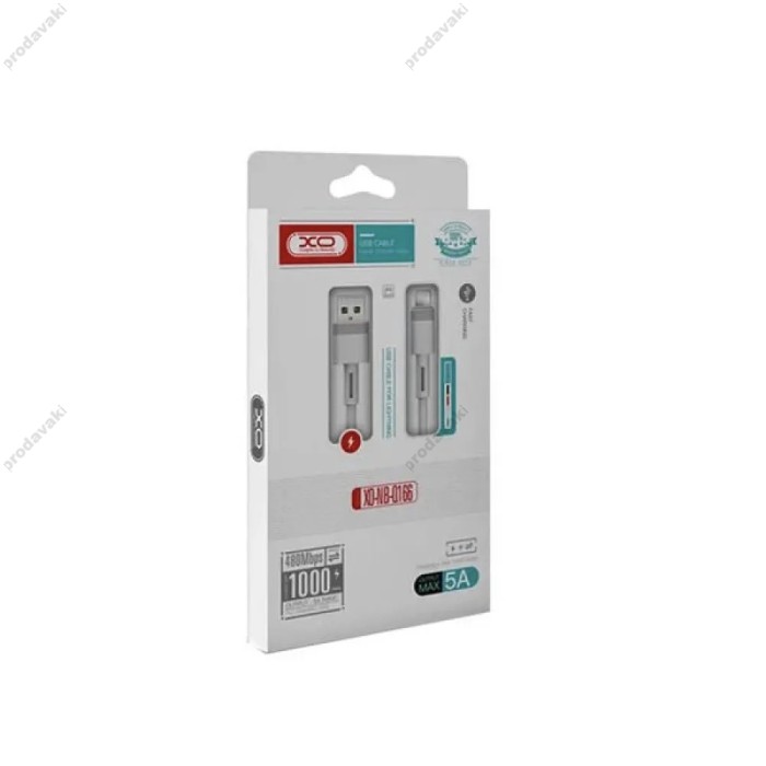 Кабель XO NB-Q166 fast charging cable USB to Type-C 5A 1m White