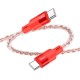 Кабель HOCO X99 Crystal junction silicone charging data cable Type-C to Type-C 60W 3A 1m Red