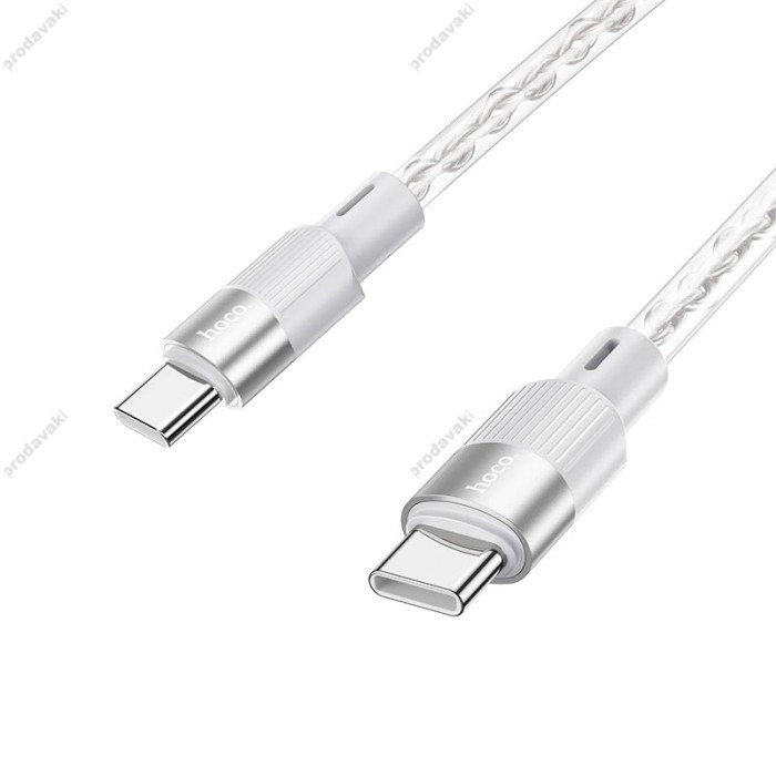 Кабель HOCO X99 Crystal junction silicone charging data cable Type-C to Type-C 60W 3A 1m Grey