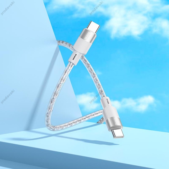 Кабель HOCO X99 Crystal junction silicone charging data cable Type-C to Type-C 60W 3A 1m Grey