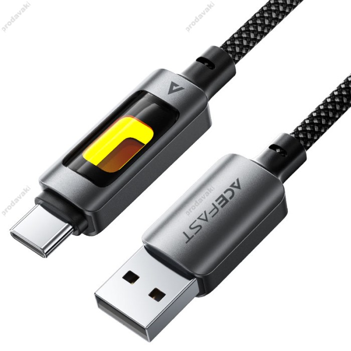 Кабель ACEFAST C21-04 fantasy color series braided charging data cable USB to Type-C 3A 1.2m Black