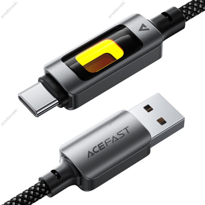 Кабель ACEFAST C21-04 fantasy color series braided charging data cable USB to Type-C 3A 1.2m Black