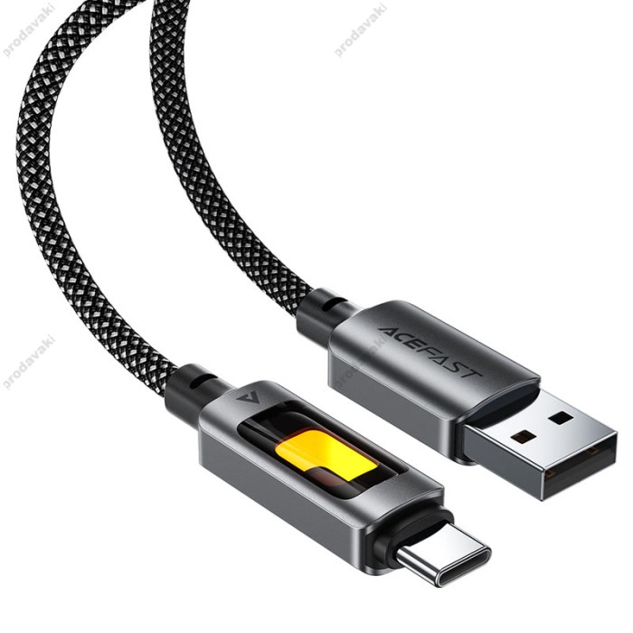 Кабель ACEFAST C21-04 fantasy color series braided charging data cable USB to Type-C 3A 1.2m Black