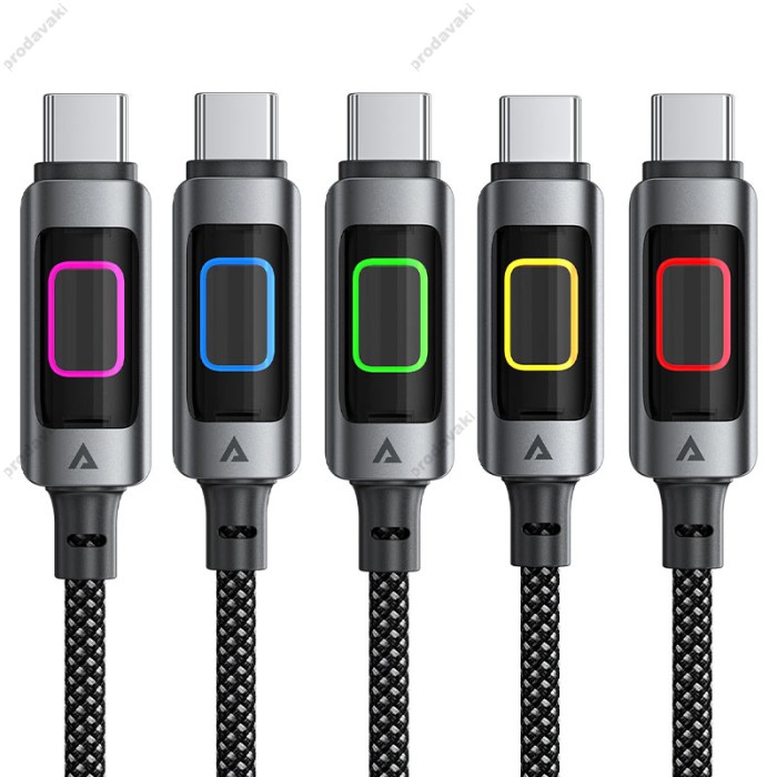 Кабель ACEFAST C21-04 fantasy color series braided charging data cable USB to Type-C 3A 1.2m Black