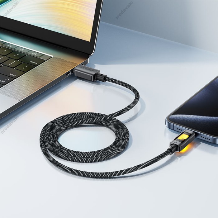 Кабель ACEFAST C21-04 fantasy color series braided charging data cable USB to Type-C 3A 1.2m Black