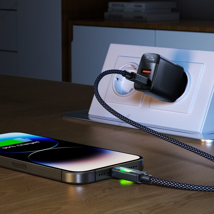 Кабель ACEFAST C21-04 fantasy color series braided charging data cable USB to Type-C 3A 1.2m Black
