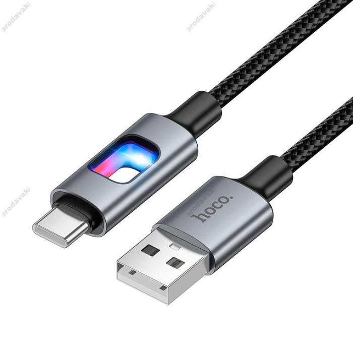 Кабель HOCO U144 New digital display charging data cable USB to Type-C 3A 1.2m Black