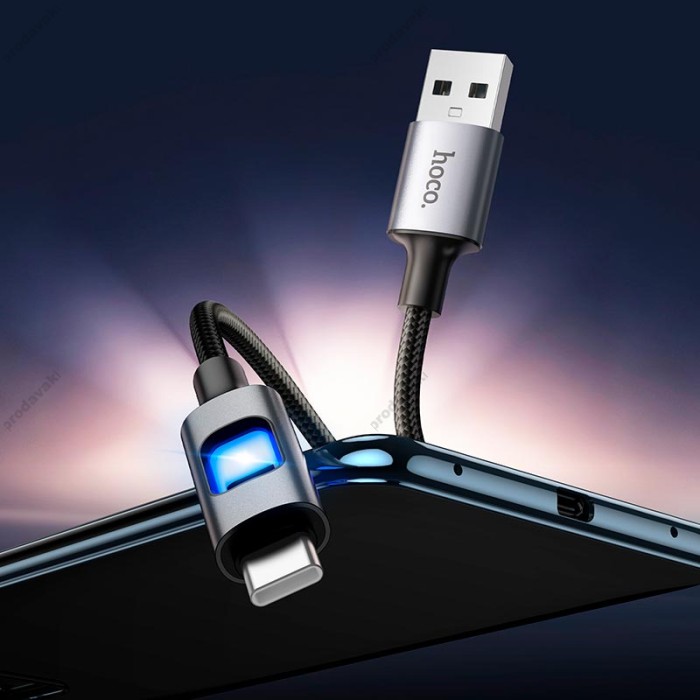 Кабель HOCO U144 New digital display charging data cable USB to Type-C 3A 1.2m Black