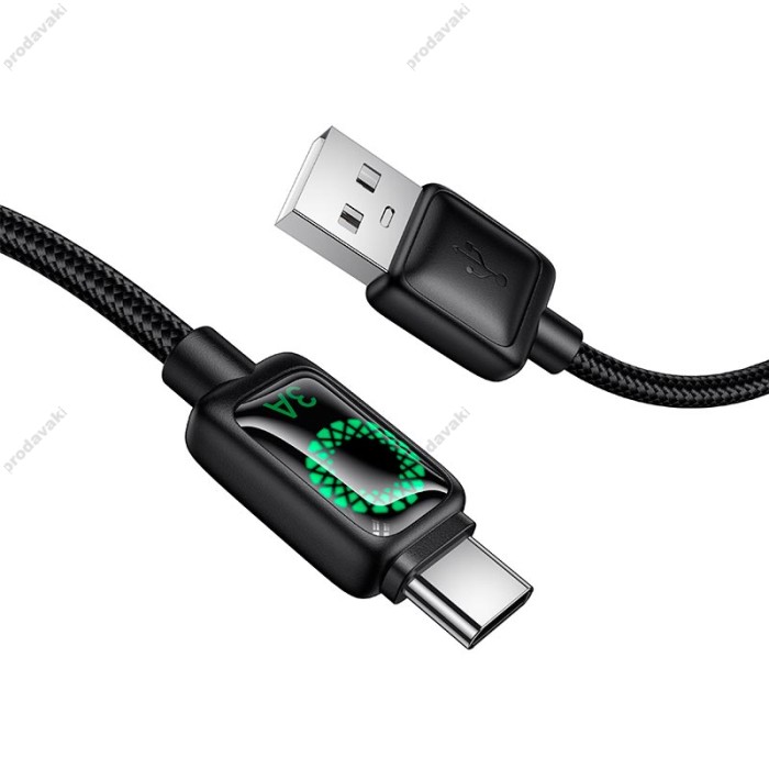 Кабель HOCO U146 Mundo charging data cable USB to Type-C 36W 3A 1.2m Black