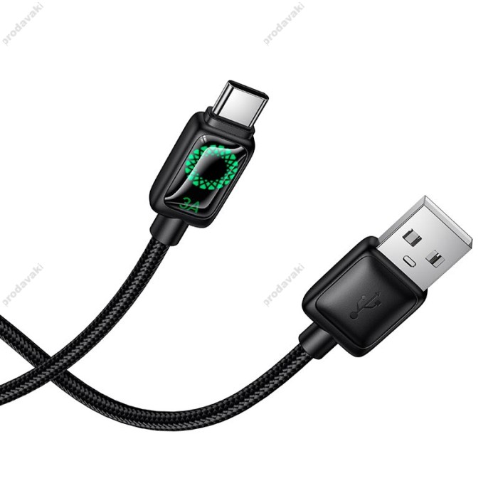 Кабель HOCO U146 Mundo charging data cable USB to Type-C 36W 3A 1.2m Black