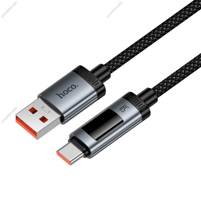 Кабель HOCO U148 Lord digital display charging data cable USB to Type-C 100W 5A 1.2m Black