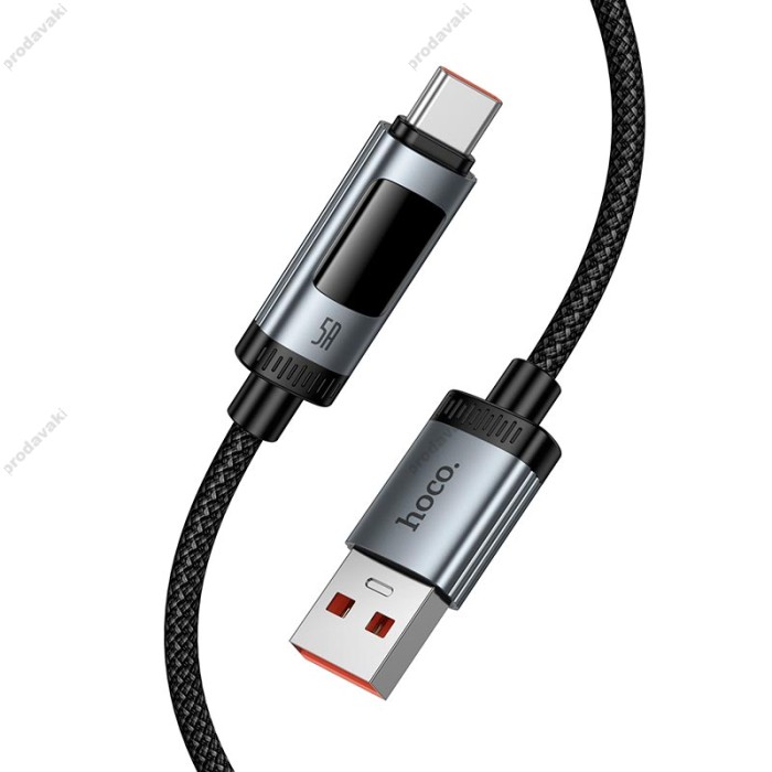 Кабель HOCO U148 Lord digital display charging data cable USB to Type-C 100W 5A 1.2m Black