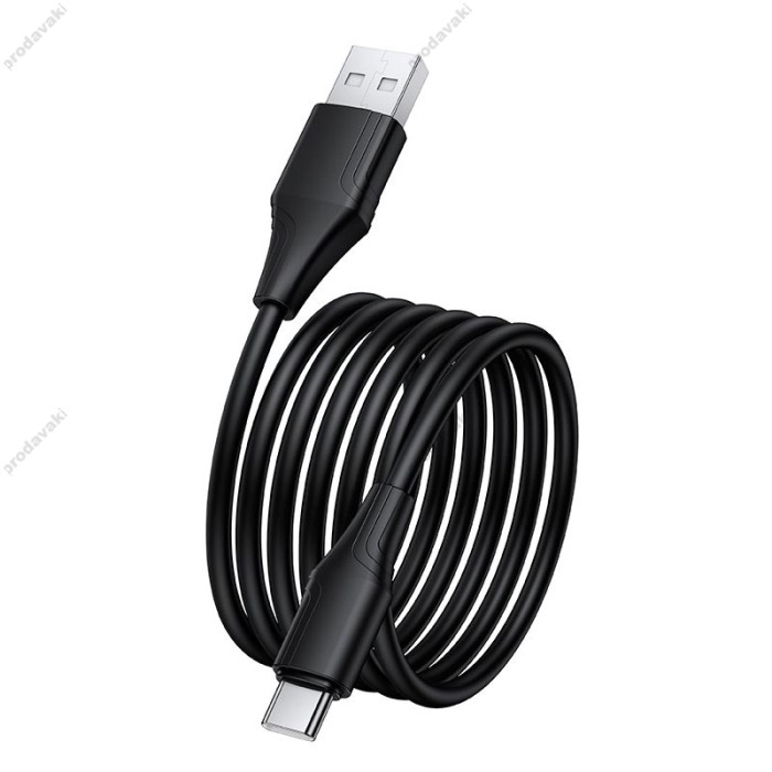 Кабель HOCO X124 Bien silicone charging data cable USB to Type-C 3A 1m Black
