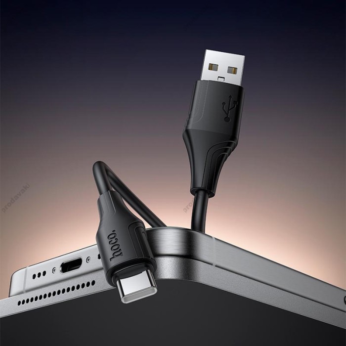 Кабель HOCO X124 Bien silicone charging data cable USB to Type-C 3A 1m Black