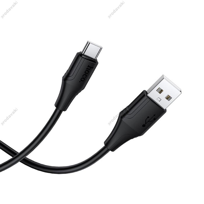 Кабель HOCO X124 Bien silicone charging data cable USB to Type-C 3A 1m Black