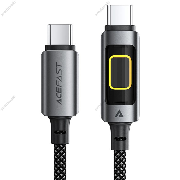 Кабель ACEFAST C21-03 fantasy color series braided Charging data cable Type-C to Type-C 60W 3A 1.2m Black