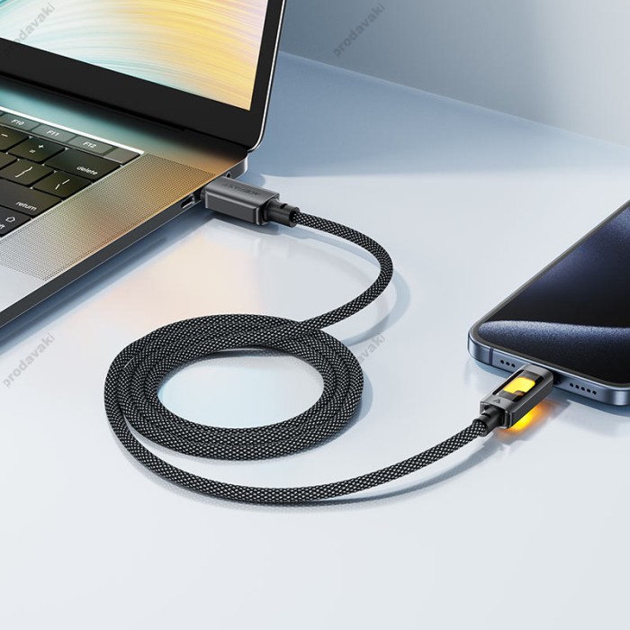 Кабель ACEFAST C21-03 fantasy color series braided Charging data cable Type-C to Type-C 60W 3A 1.2m Black