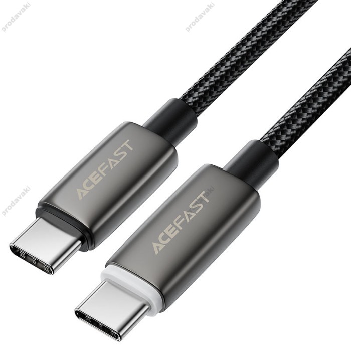 Кабель ACEFAST C23-03 intelligent power-off charging data cable Type-C to Type-C 60W 3A 1.2m Black