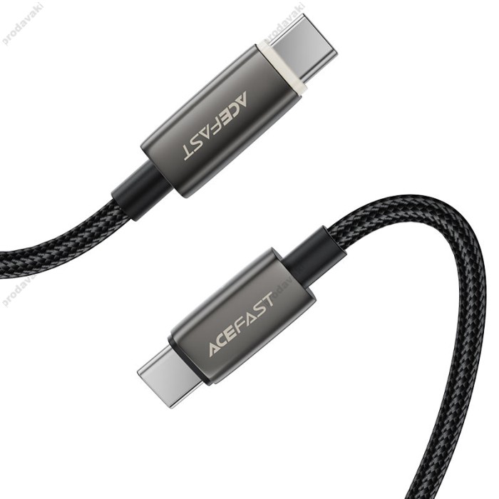 Кабель ACEFAST C23-03 intelligent power-off charging data cable Type-C to Type-C 60W 3A 1.2m Black