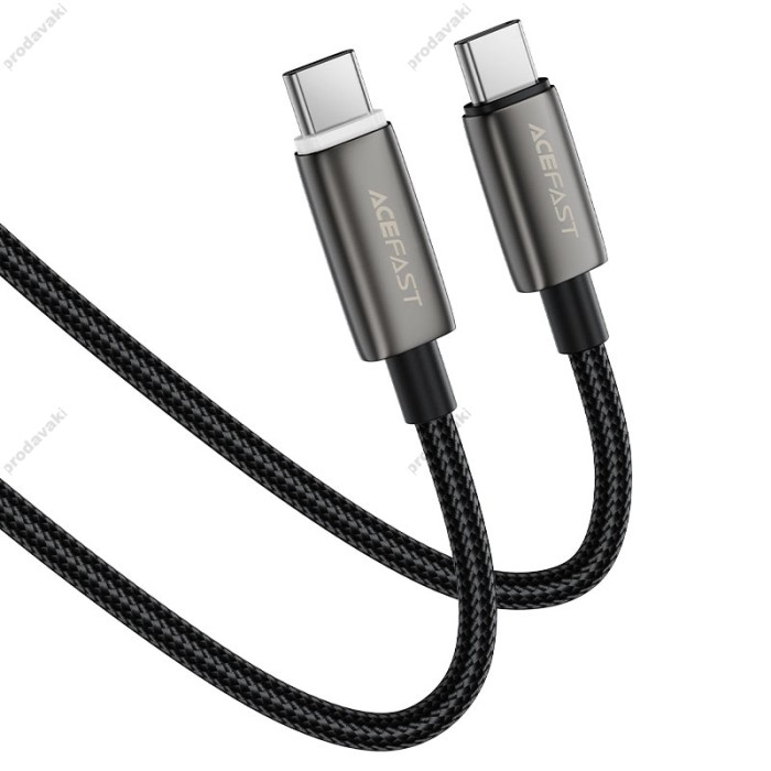 Кабель ACEFAST C23-03 intelligent power-off charging data cable Type-C to Type-C 60W 3A 1.2m Black