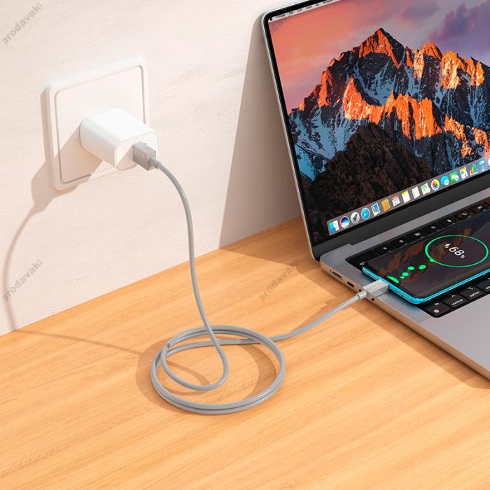 Кабель HOCO X107 Favor charging data cable USB to Type-C 3A 1m Grey