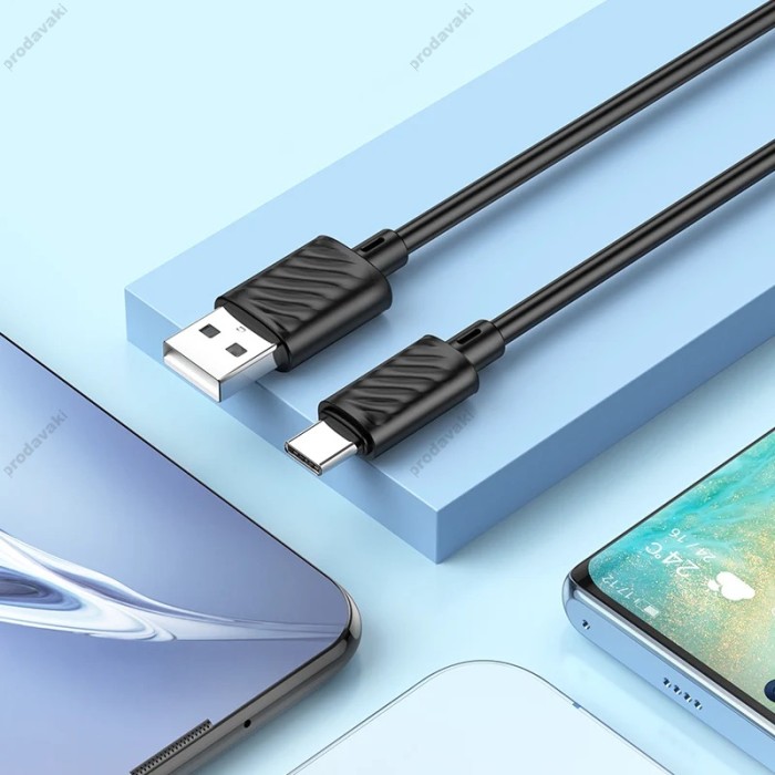 Кабель HOCO X88 Gratified charging data cable USB to Type-C 3A 2m Black