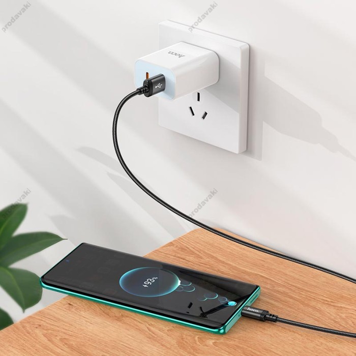 Кабель HOCO X89 Wind charging data cable USB to Type-C 3A 1m Black