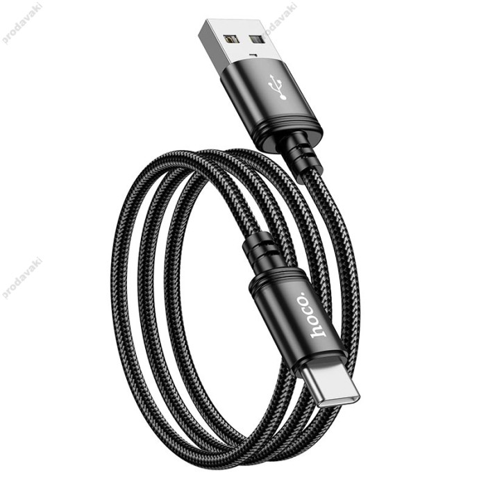Кабель HOCO X89 Wind charging data cable USB to Type-C 3A 1m Black