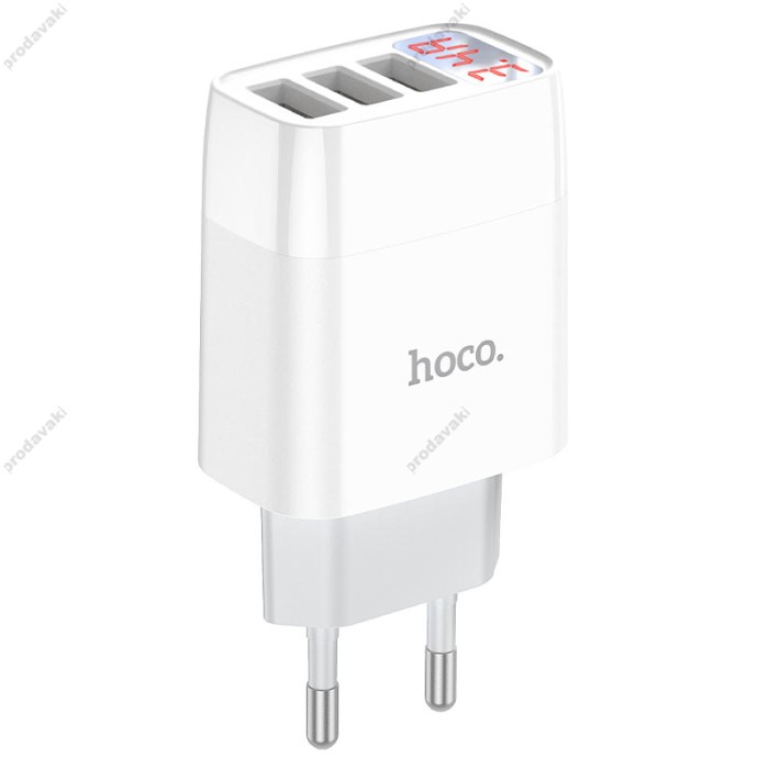Мережевий зарядний пристрій HOCO C93A Easy charge digital display charger 17W White