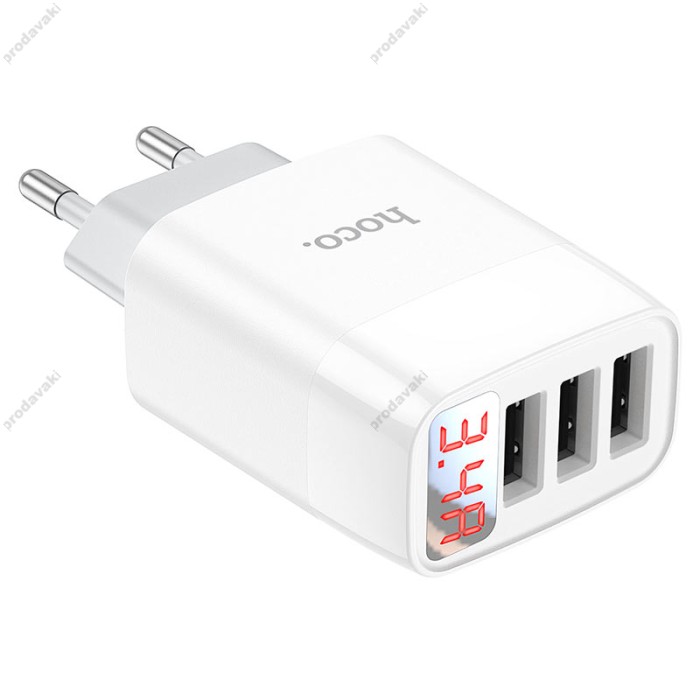 Мережевий зарядний пристрій HOCO C93A Easy charge digital display charger 17W White