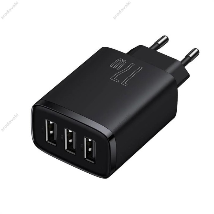 Мережевий зарядний пристрій Baseus Compact Charger 3U 17W EU Black CCXJ020101