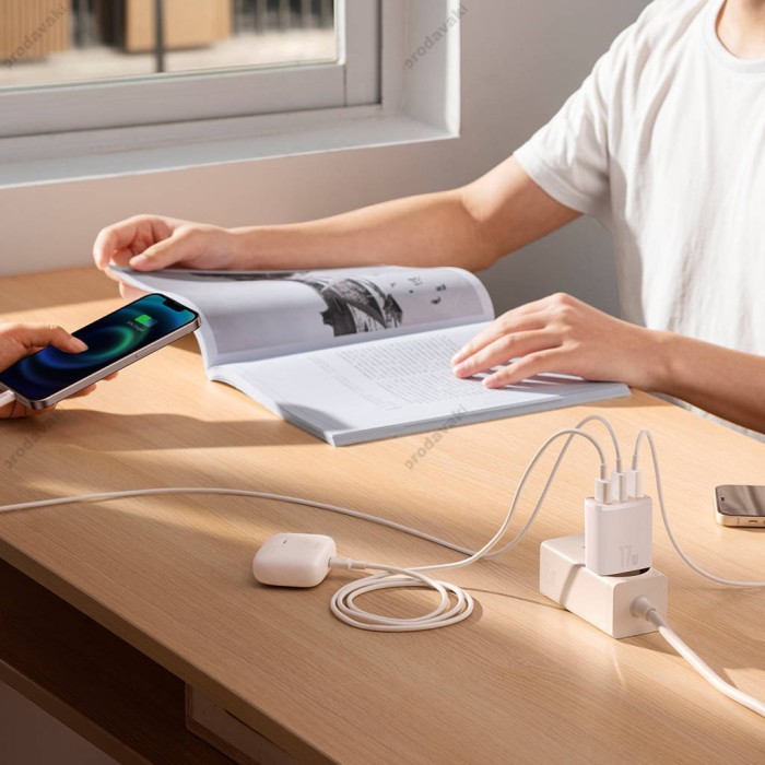 Мережевий зарядний пристрій Baseus Compact Charger 3U 17W EU White CCXJ020102
