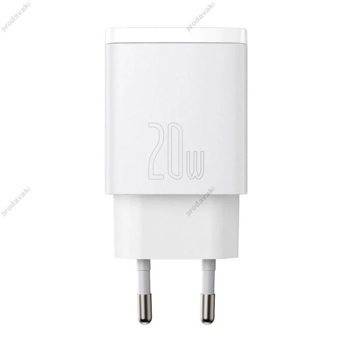 Мережевий зарядний пристрій Baseus Compact Quick Charger U+C 20W EU White CCXJ-B02