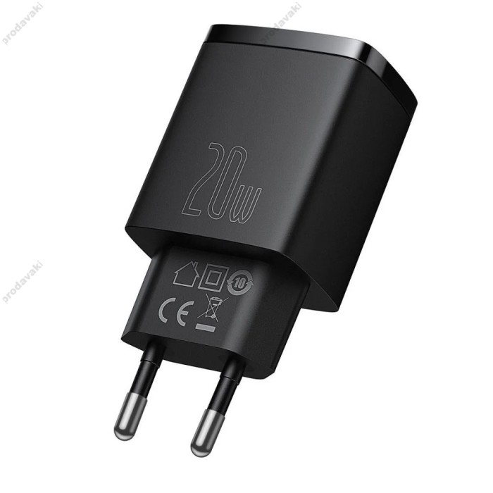 Мережевий зарядний пристрій Baseus Compact Quick Charger U+C 20W EU Black CCXJ-B01