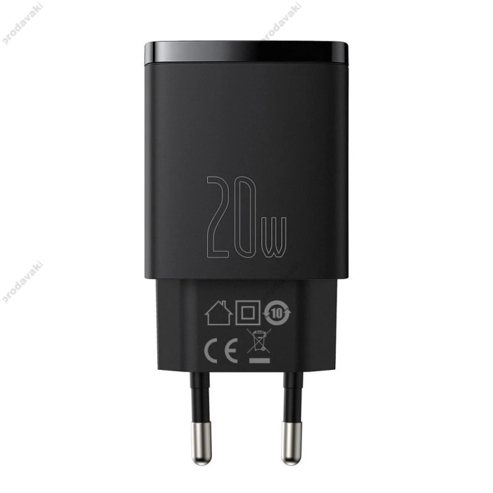 Мережевий зарядний пристрій Baseus Compact Quick Charger U+C 20W EU Black CCXJ-B01