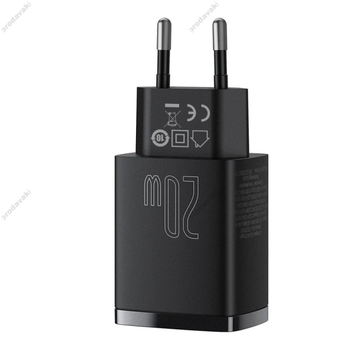 Мережевий зарядний пристрій Baseus Compact Quick Charger U+C 20W EU Black CCXJ-B01