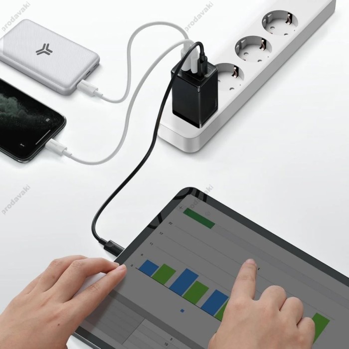 Мережевий зарядний пристрій Baseus GaN2 Pro Quick Charger 2C+U Type-C cable 65W Black CCGAN2P-B01