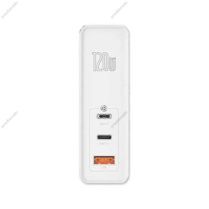 Мережевий зарядний пристрій Baseus GaN2 Pro Quick Charger 2C+U Type-C cable 120W White CCGAN-J02